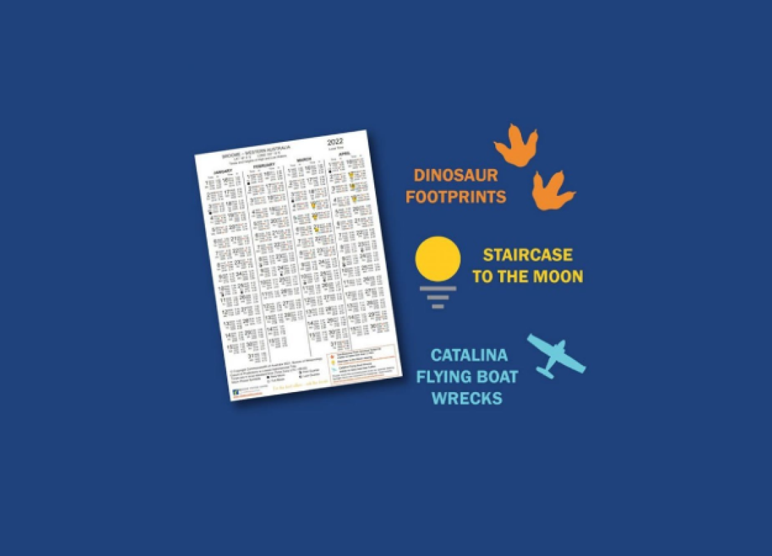 2022 Broome Tides, Staircase to the Moon dates, Flying Boat Wrecks and Dinosaur Footprints