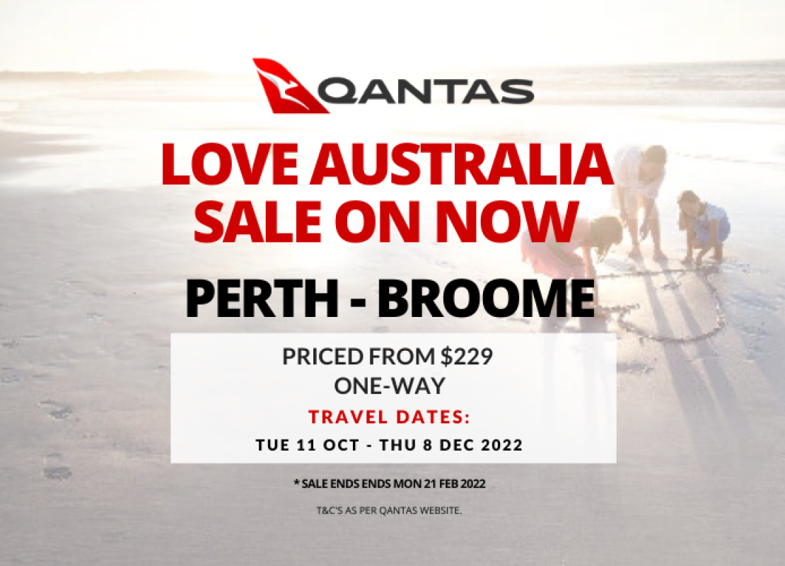 The Love Australia Sale is on now at Qantas (sale ends 21/2/2022)