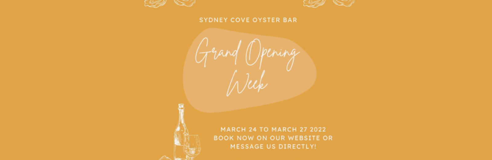 Sydney Cove Oyster Bar Grand Opening Week starts Thurs 24th March