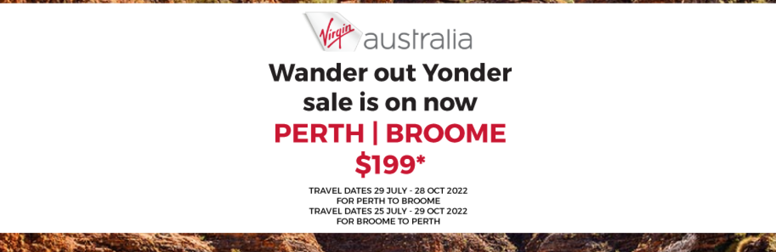 Virgin Australia Wander out Yonder sale is on NOW!