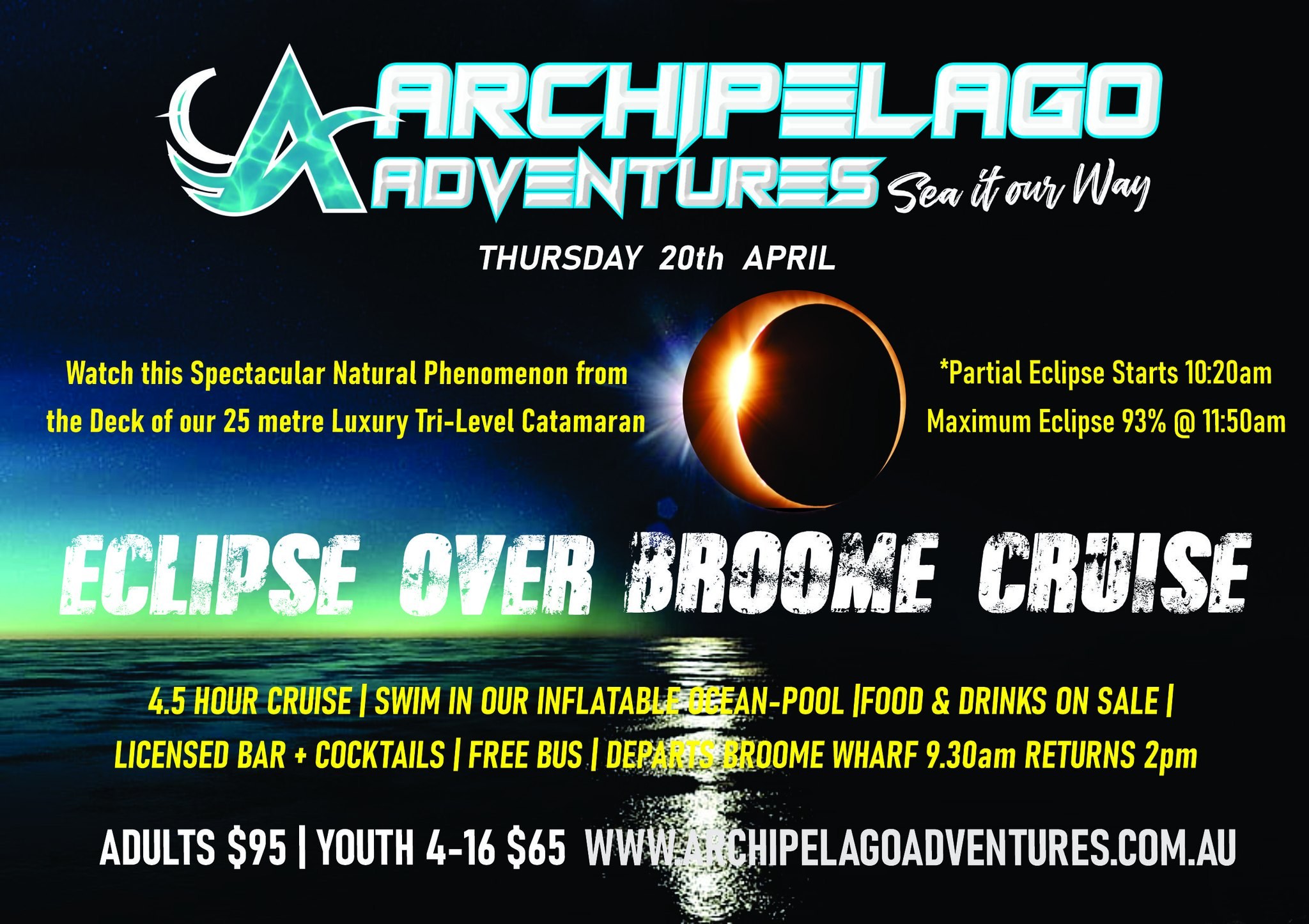 4.5 hour cruise, experiencing the 'Spectacular Natural Phenomenon of a Solar Eclipse'