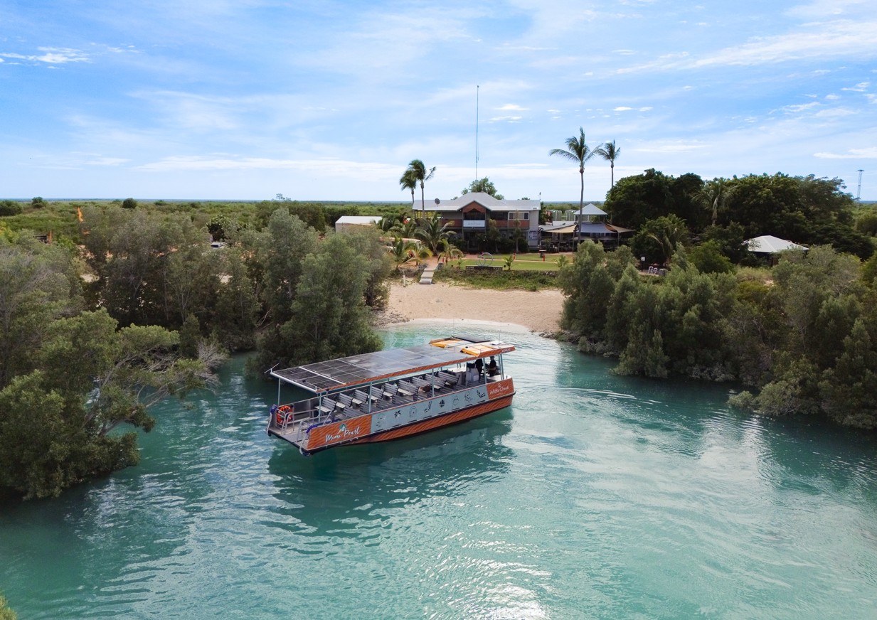 The Mimi Pearl on the waters of Willie Creek at the Willie Creek Pearl Farm