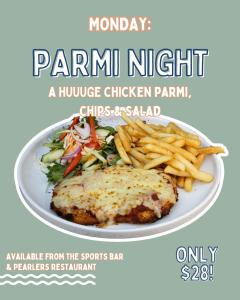 Parmy Special at Pearlers Restaurant