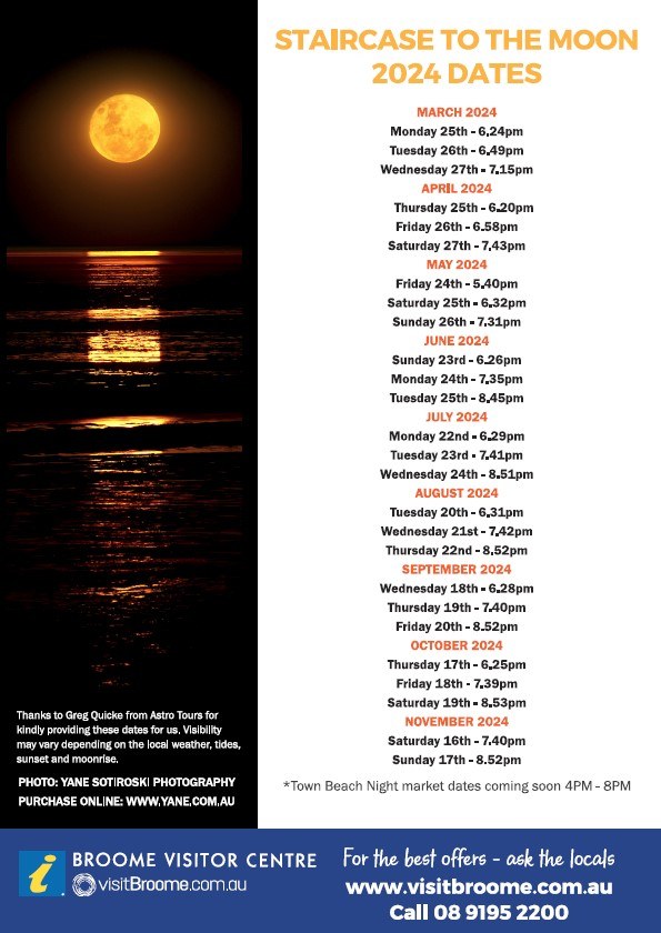 Staircase to the Moon 2024 Dates Broome