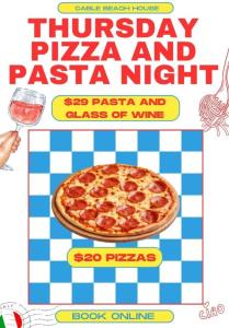 Thursday Pizza and Pasta at Cable Beach House