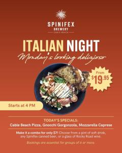 Italian Night at Spinifex Brewery