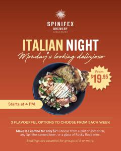 Italian Night at Spinifex Brewery