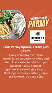 Thursday Parmy Night at Spinifex Cable Beach