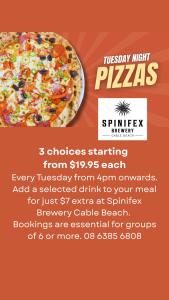 Tuesday Pizza Night at Spinifex Cable Beach