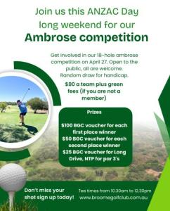 ANZAC Monday Ambrose Competition