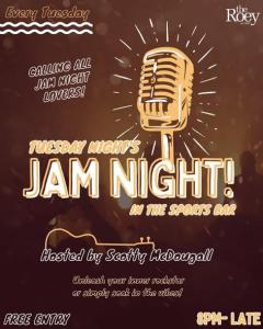 Jam Night in Roey Sports Bar from 8pm