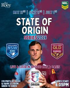 NRL STATE OF ORIGIN at The Roey