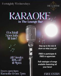 Wednesday night KARAOKE in The Lounge Bar