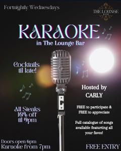 Wednesday night KARAOKE in The Lounge Bar