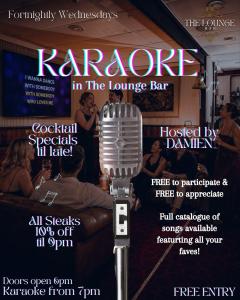 Wednesday night KARAOKE in The Lounge Bar