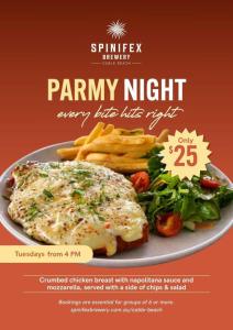 Classic Parmy Night at Spinifex Cable Beach