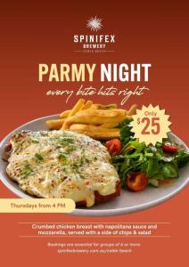 Classic Parmy Night at Spinifex Cable Beach